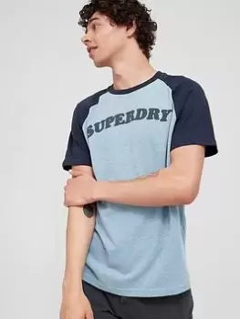 Image of Superdry Vintage Logo Raglan T-Shirt - Blue Size M Men