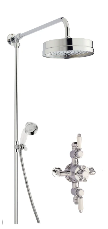 Image of Balterley Traditional Triple Exposed Valve Rigid Riser Shower Set Chrome in Silver Silver Unisex