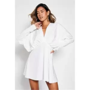 Image of I Saw It First Woven Batwing Tie Back Shift Dress - White