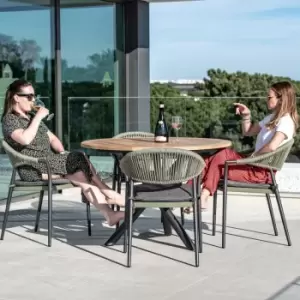 Image of Harbour Lifestyle Cloverly 4 Seat Round Dining Set With Teak Table Top - Green