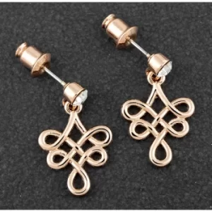 Image of Celtic Suspend Knot Rose Gold Plated Earrings