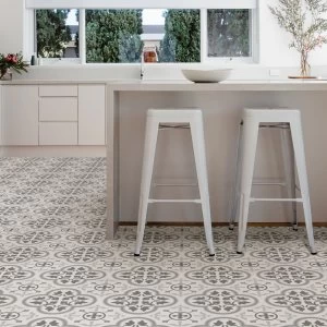Image of Floorpops Remy Self Adhesive Floor Tiles Grey and White