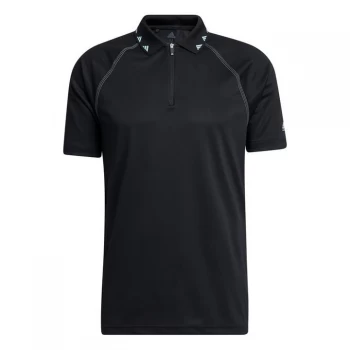 Image of adidas Zipper Pique Polo Shirt Mens - Black