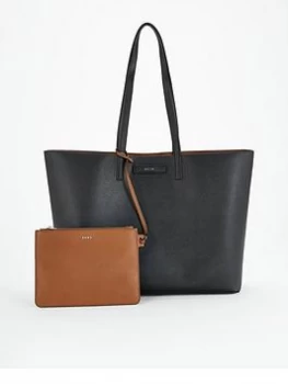 Image of DKNY Brayden Large Reversible Tote Bag - Black/Tan , Black, Women