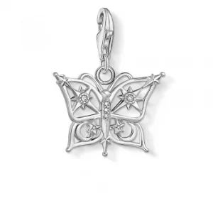 Image of THOMAS SABO Silver Cubic Zirconia Open Butterfly Charm 1852-051-14