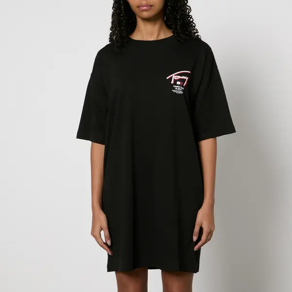 Image of Tommy Jeans Street Signature Cotton-Jersey T-Shirt Dress - M Black Dresses female DW0DW18095BDS M
