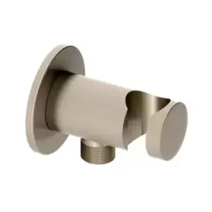 Image of round wall outlet & holder- Brushed Nickel
