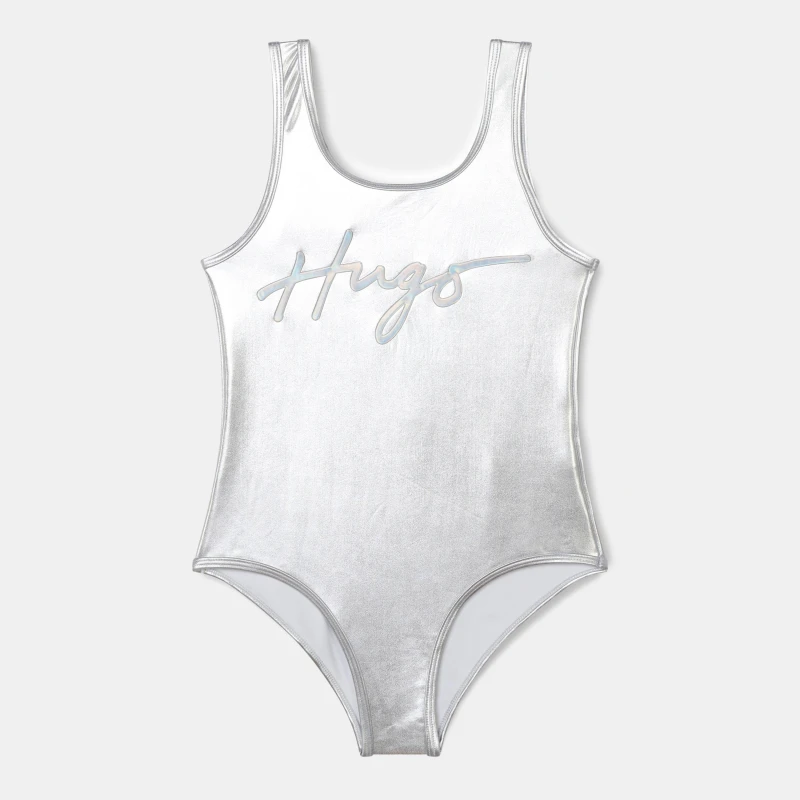 Image of HUGO Logo Swimsuit - Silver Silver 4 - 5 Years