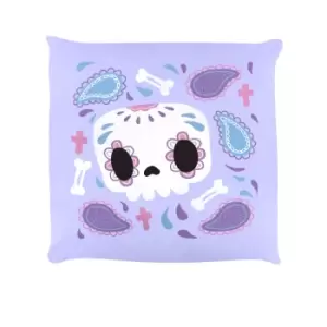 Image of Grindstore Kawaii Sugar Skulls Filled Cushion (One Size) (Lilac/White/Blue)