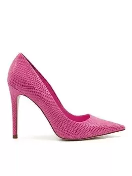 Image of Dune London Amaretto Leather High Heeled Stiletto Court, Pink, Size 4, Women