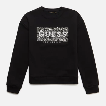 Image of Guess Girls Crystal Logo Active Sweatshirt - Jet Black - 8 Years