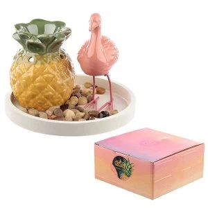 Image of Pineapple Oil Burner & Flamingo Decoration Eden Aroma Set