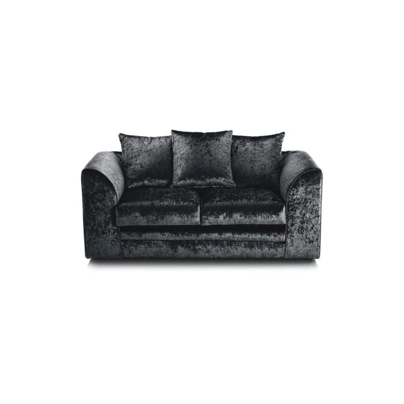 Image of LUXURY LIFE Dylan Crushed Velvet Fabric 2 Seater Sofa Black