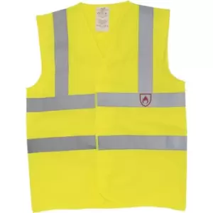 Image of Yoko Flame-Retardant Hi-Vis Sleeveless Waistcoat (XL) (Yellow) - Yellow