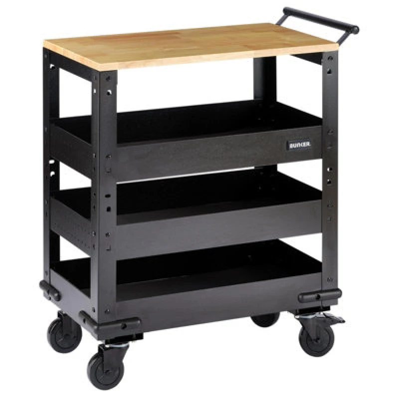 Image of Bunker 3 Tier Hardwood Worktop Trolley 11495 Colour: Black