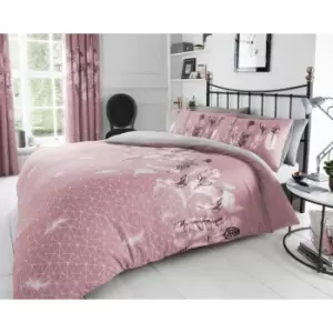 Image of Feathers Duvet Cover Bedding Set - Pink - Single - TJ Hughes