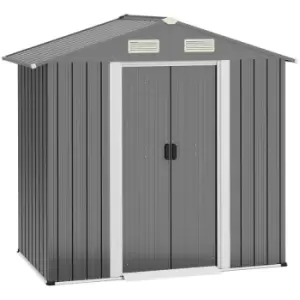 Image of Outsunny 6ft x 4ft Metal Shed Garden Shed w/ Double Door & Air Vents, Grey
