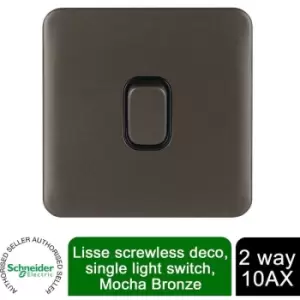 Image of Schneider Electric Lisse Single 2 Way Light Switch 10AX GGBL1012BMB Mocha Bronze