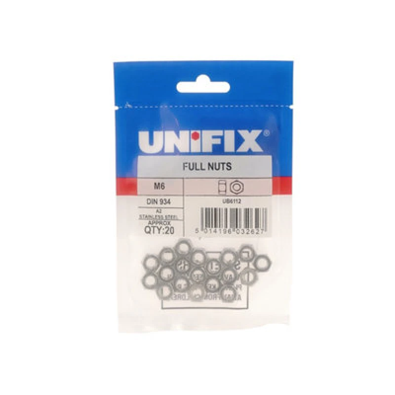 Image of Unifix A2-304 St/st Full Nuts Din 934 - M10 X 1.50 - Ubssnffmsz810