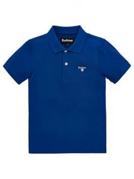 Image of Barbour Boys Classic Short Sleeve Pique Polo Shirt - Blue