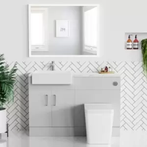 Image of 1200mm Grey Toilet and Sink Unit with Marble Effect Worktop and Chrome Fittings - Coniston