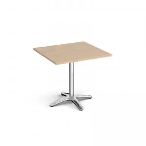 Image of Roma square dining table with 4 leg chrome base 800mm - kendal oak