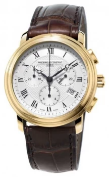 Image of Frederique Constant Mens Classic Chronograph Brown Leather Watch
