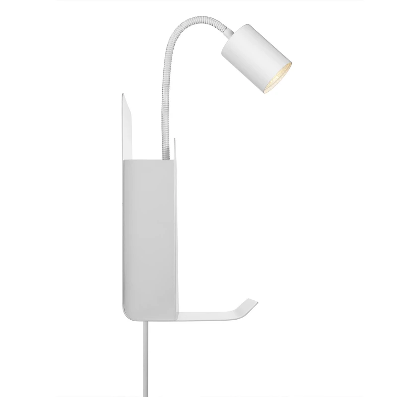 Image of Nordlux Roomi Indoor Wall Light White Metal Sensor GU10 Shelf - Plug In or Mains Powered, IP20 White Unisex