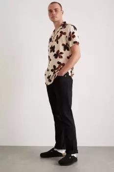 Image of Ecru Floral Revere Viscose Print Shirt