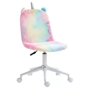 Image of Vinsetto Fluffy Unicorn Office Chair with Mid-Back and Swivel Wheel, Cute Desk Chair, Rainbow Multi-Colored