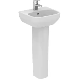 Image of Ideal Standard i. life Cloakroom Basin and Pedestal 40cm 1 Tap Hole in White Ceramic