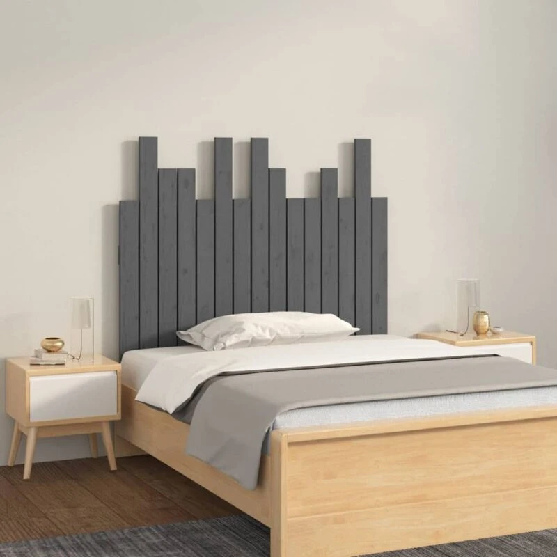 Image of Vidaxl Wall Headboard Grey 95.5X3X80 Cm Solid Wood Pine, Grey 824785
