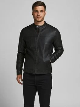 Image of Jack & Jones Faux Leather Jacket, Black Size M Men