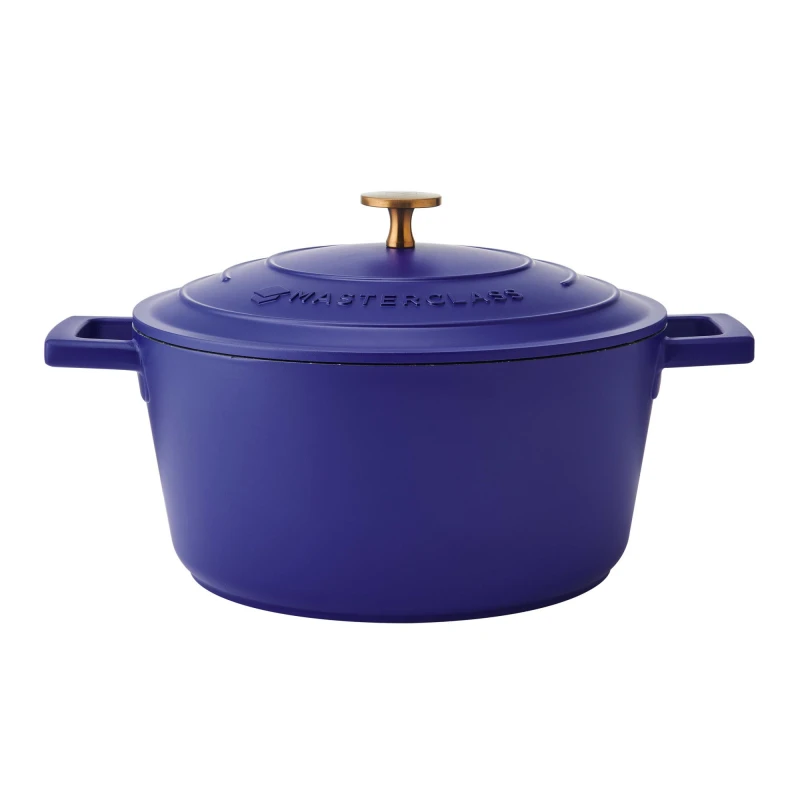 Image of MasterClass Cast Aluminium Electric Blue Casserole Dish, 24cm, 4 Litre, Gift Boxed Blue Unisex
