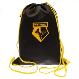 Image of Watford FC Crest Drawstring Gym Bag (One Size) (Black/Yellow)