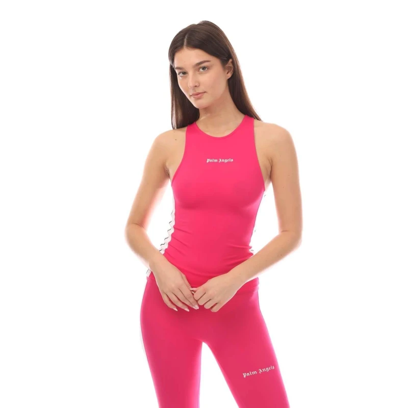 Image of Palm Angels Track Active Tank Top - Pink white Pink white 8