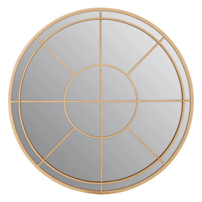 Image of Orsina Gold Finish Round Wall Mirror, Contemporary Decorative Mirror With Luxe Wire Frame, Metal Accent Mirror