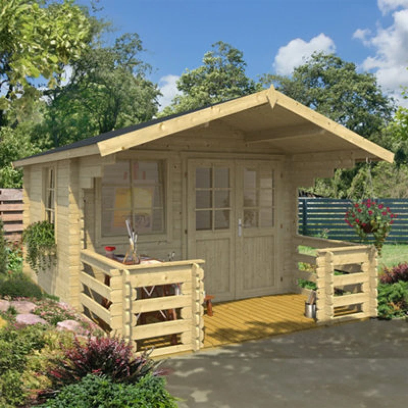 Image of Lasita Maja Lasita Osland Lola 2 Log Cabin With Terrace - 3M X 3M - Traditional Log Cabin