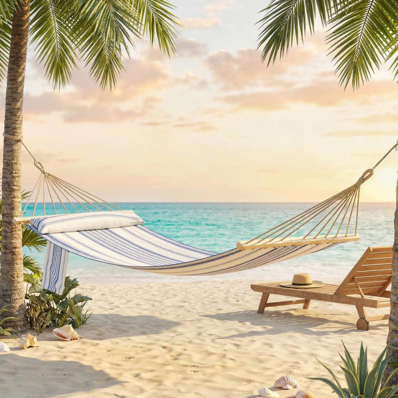 Image of Outsunny Cotton Hammock, Soft Portable Swing Chair w/ Headrest - Blue 84A-188V00BU