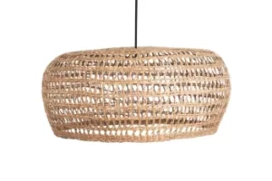 Image of Bali 1 Light Pendant, Seagrass Shade, Black Suspension