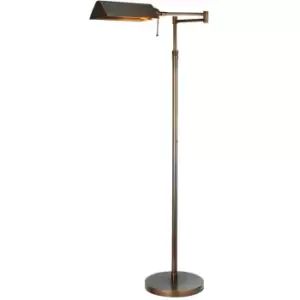 Image of Luxury Adjustable Head Floor Lamp Antique Patina Shade Feature Reading Light