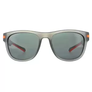 Image of Square Matt Grey Orange Grey Silver Polarized Sunglasses