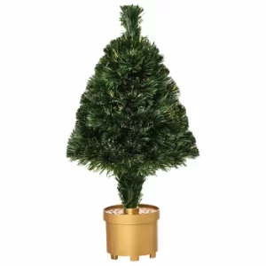 Image of Prelit Artificial Tabletop Christmas Tree with Fibre Optic Lights 60cm, Green