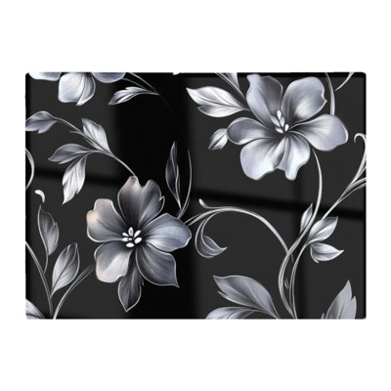 Image of Warren Reed Designer Metallic Effect Leaves And Flowers Chopping Board