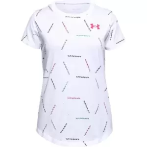 Image of Under Armour Twitch Multi Print T Shirt Junior Girls - White