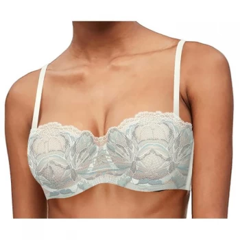 Image of Calvin Klein Floral Embroidered Bra - Ivory Cross Dye
