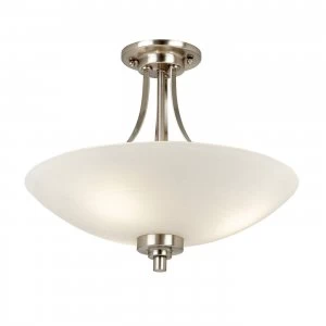 Image of 3 Light Flush Ceiling Light White, Satin Chrome, E27