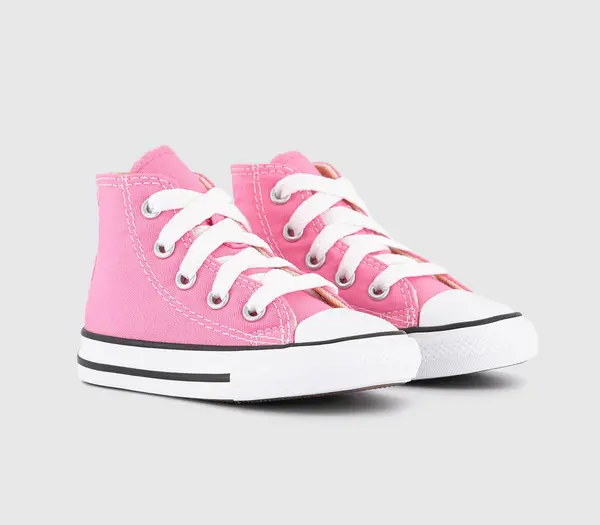 Image of Converse Kids Pink And White Small Star High Canvas Trainers, 3 Infant