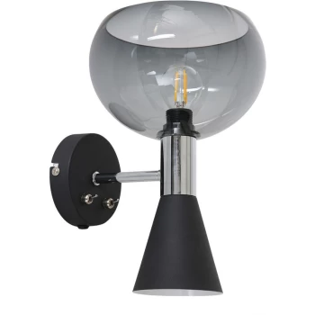 Image of Sienna Lighting - Sienna Fast List Up & Down Wall Light Black Matt, Chrome Polished, Transparent Grey Plexi