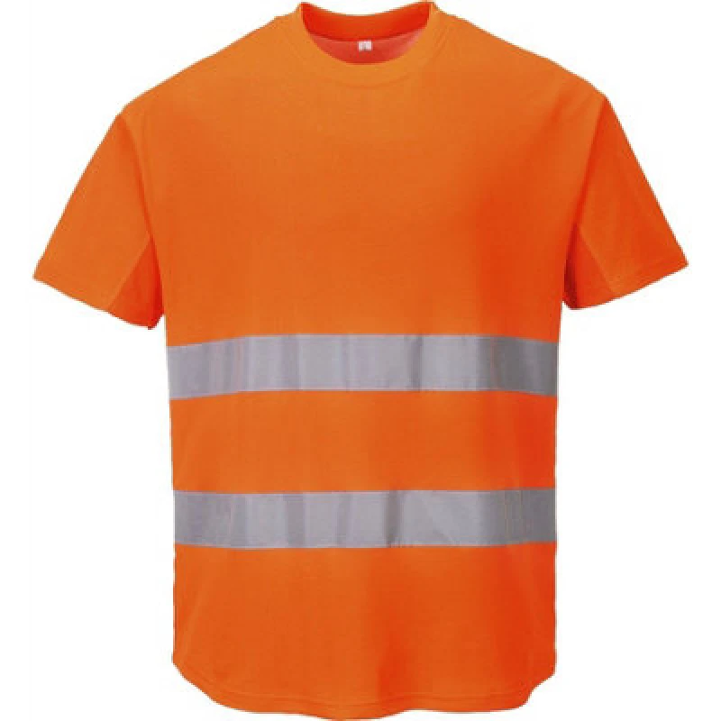Image of Portwest Cotton Comfort Mesh Insert Hi Vis T Shirt C394ORRS Colour: Orange